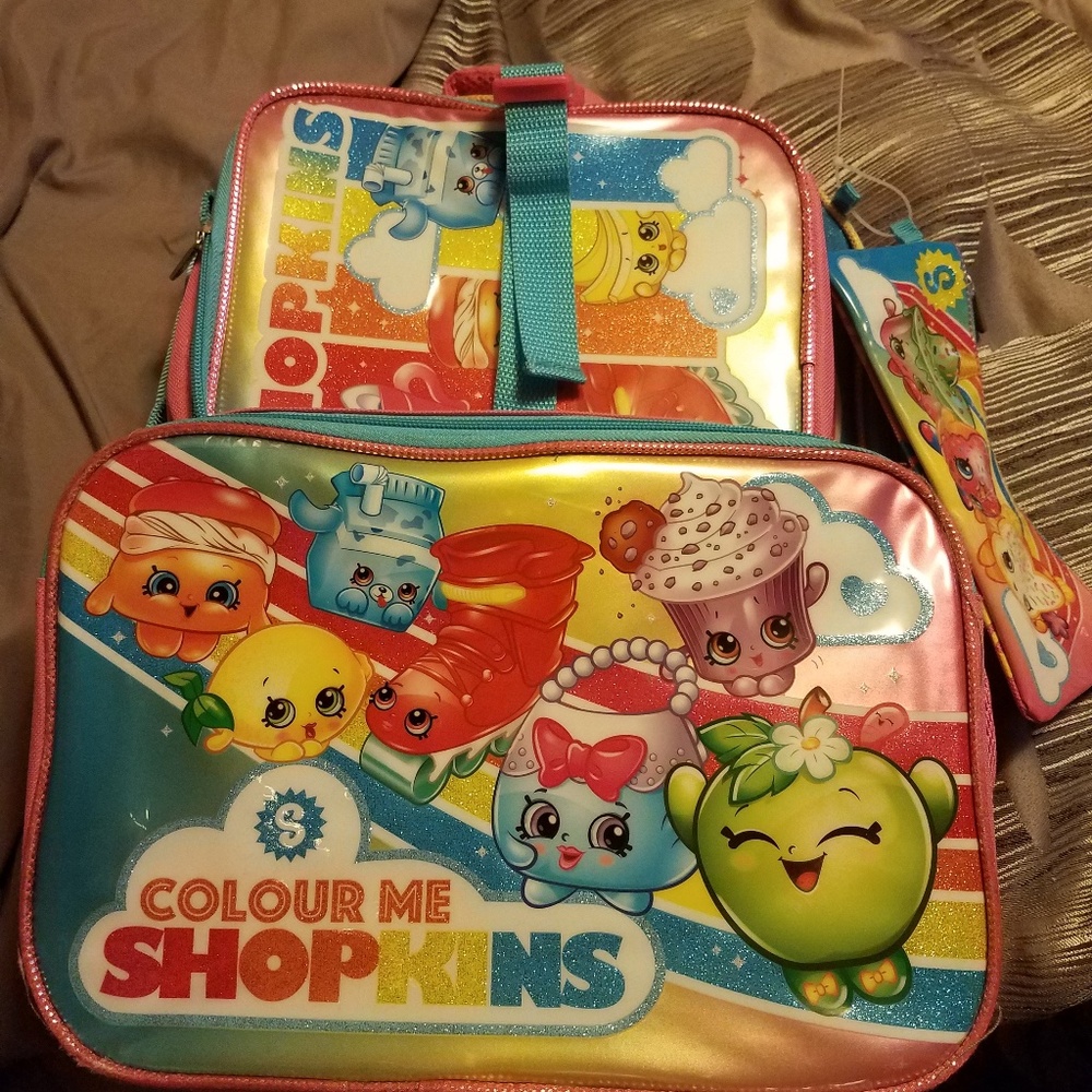 Shopkins backpack set with lunchbox and pencilcase